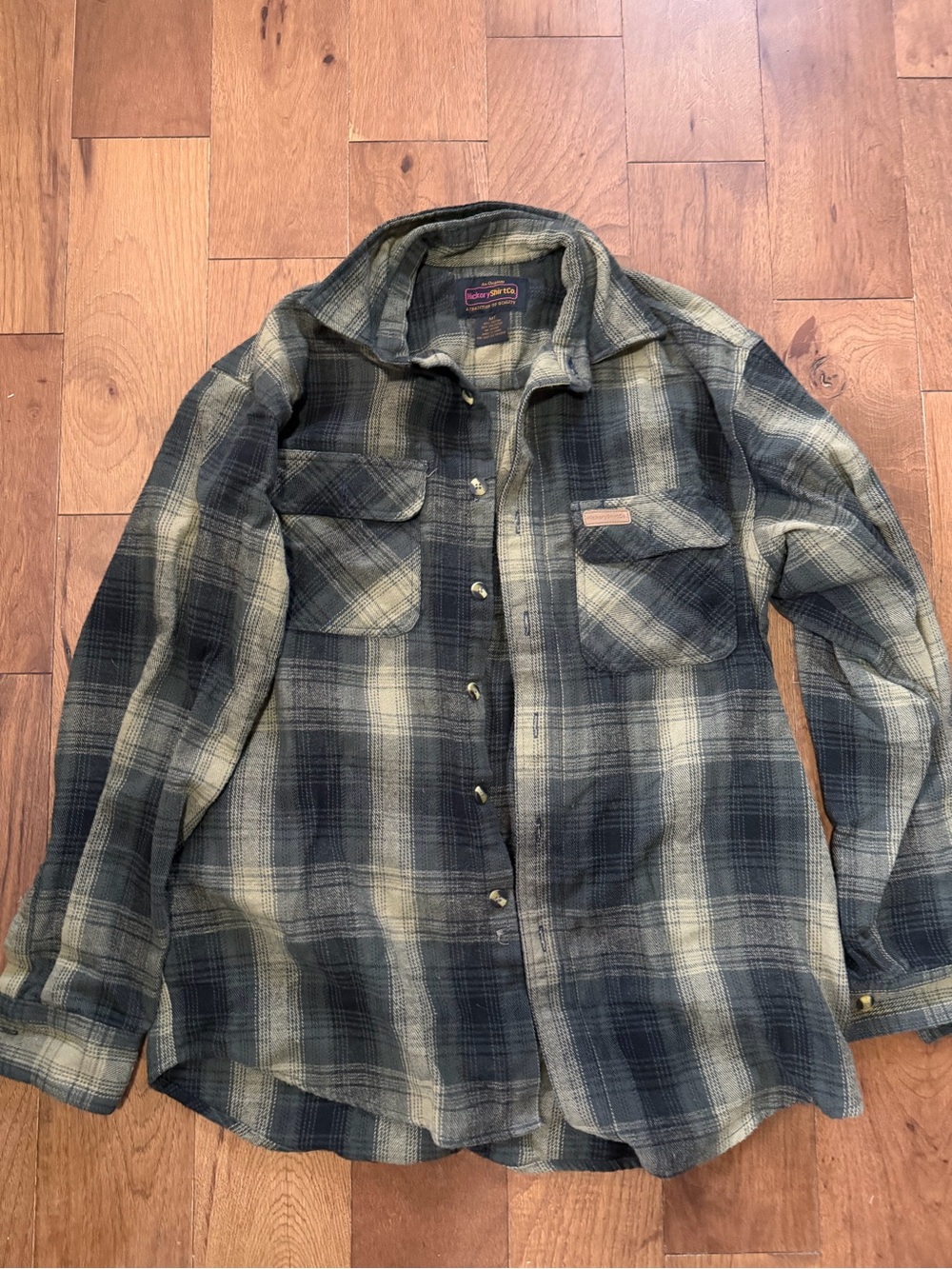 Men's Plaid Shirt Flannel in Blue and Cream - Outdoor Workwear